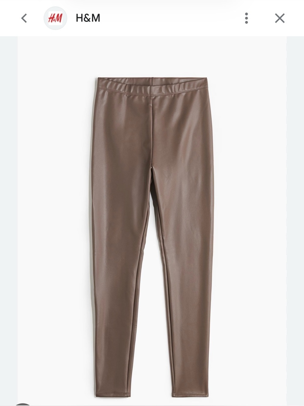 H&M Coated Leggings – Taupe – Size M – NWOT